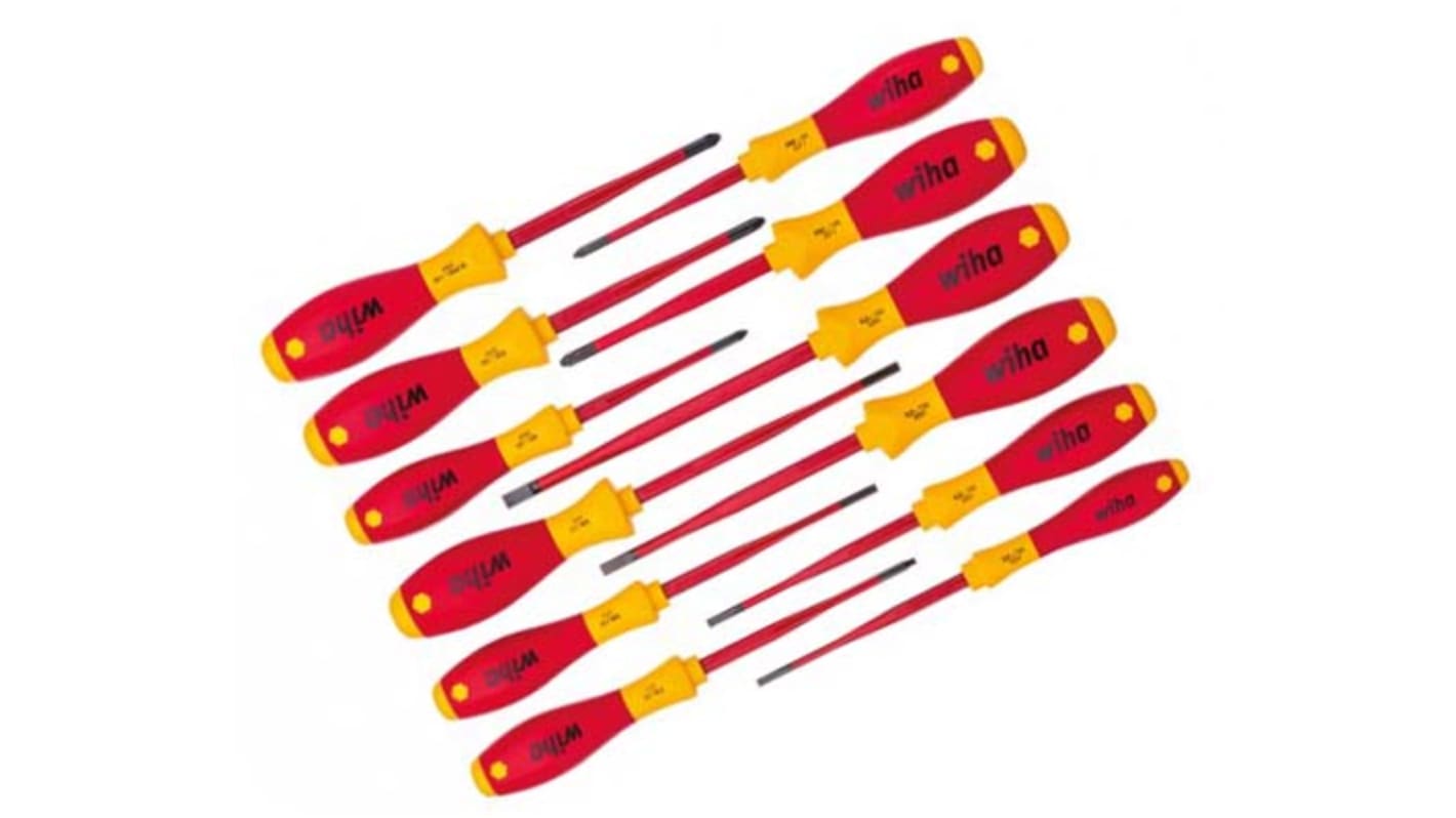 Wiha 3201 K12 Phillips; Pozidriv; Slotted; Torx Insulated Screwdriver Set, 12-Piece