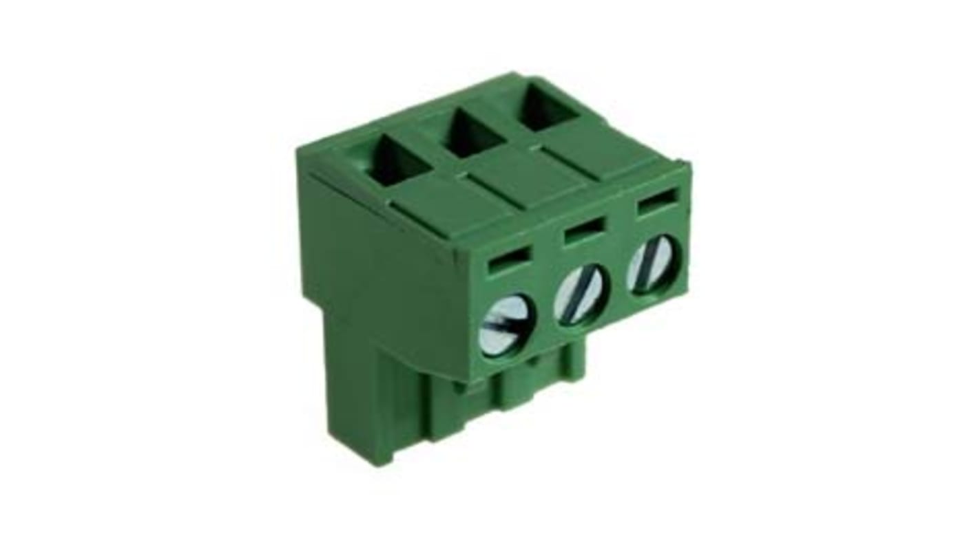 RS PRO, 5.08mm Pitch, 10 Way, Right Angle, Pluggable Terminal Block, Plug, Plug-In, Screw Termination