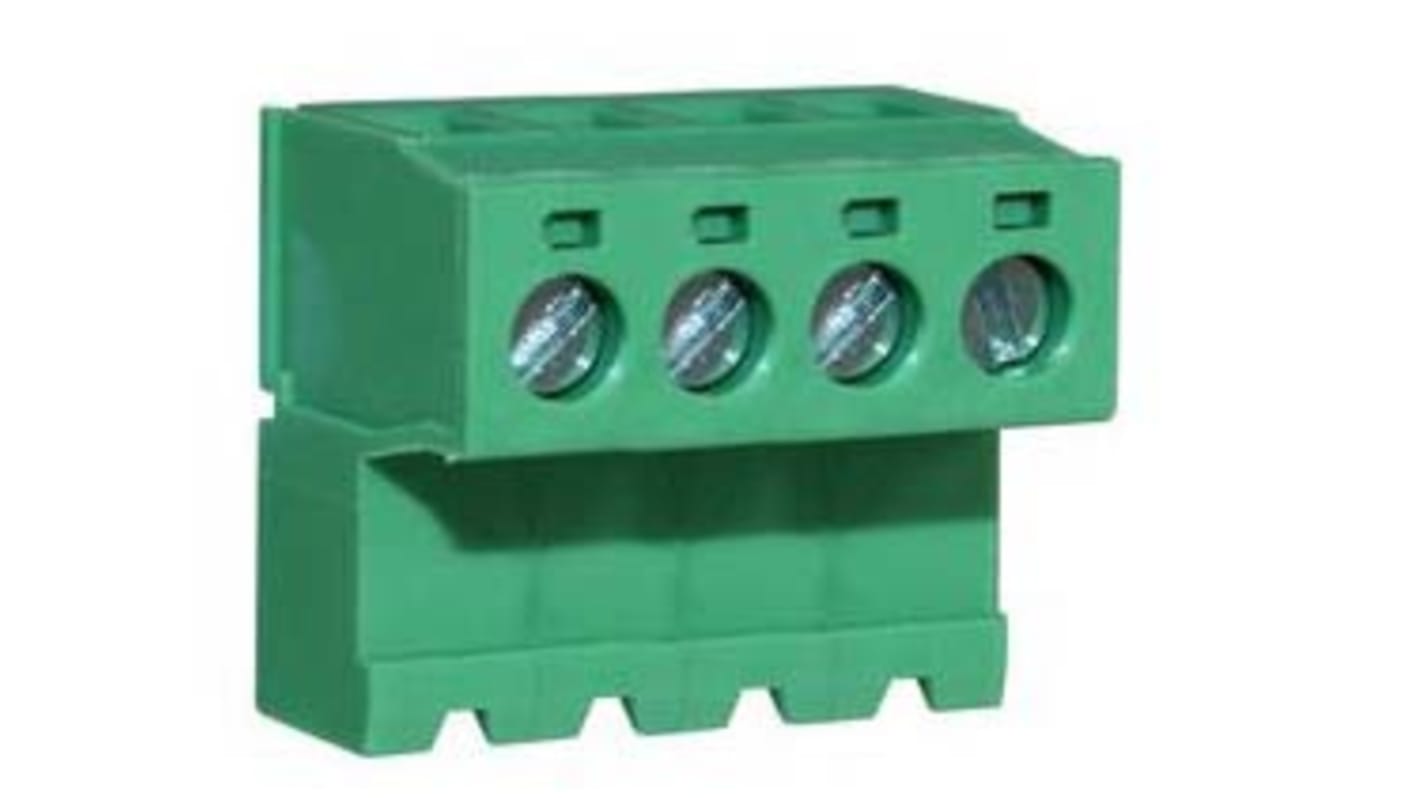 RS PRO, 5.08mm Pitch, 4 Way, Right Angle, Pluggable Terminal Block, Inverted Plug, Through Hole, Screw Termination