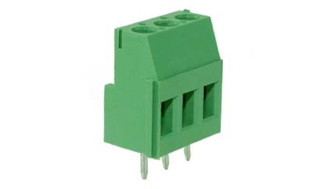 RS PRO PCB Terminal Block, 3-Contact, 5.08mm Pitch, Through Hole Mount, 1-Row, Screw Termination