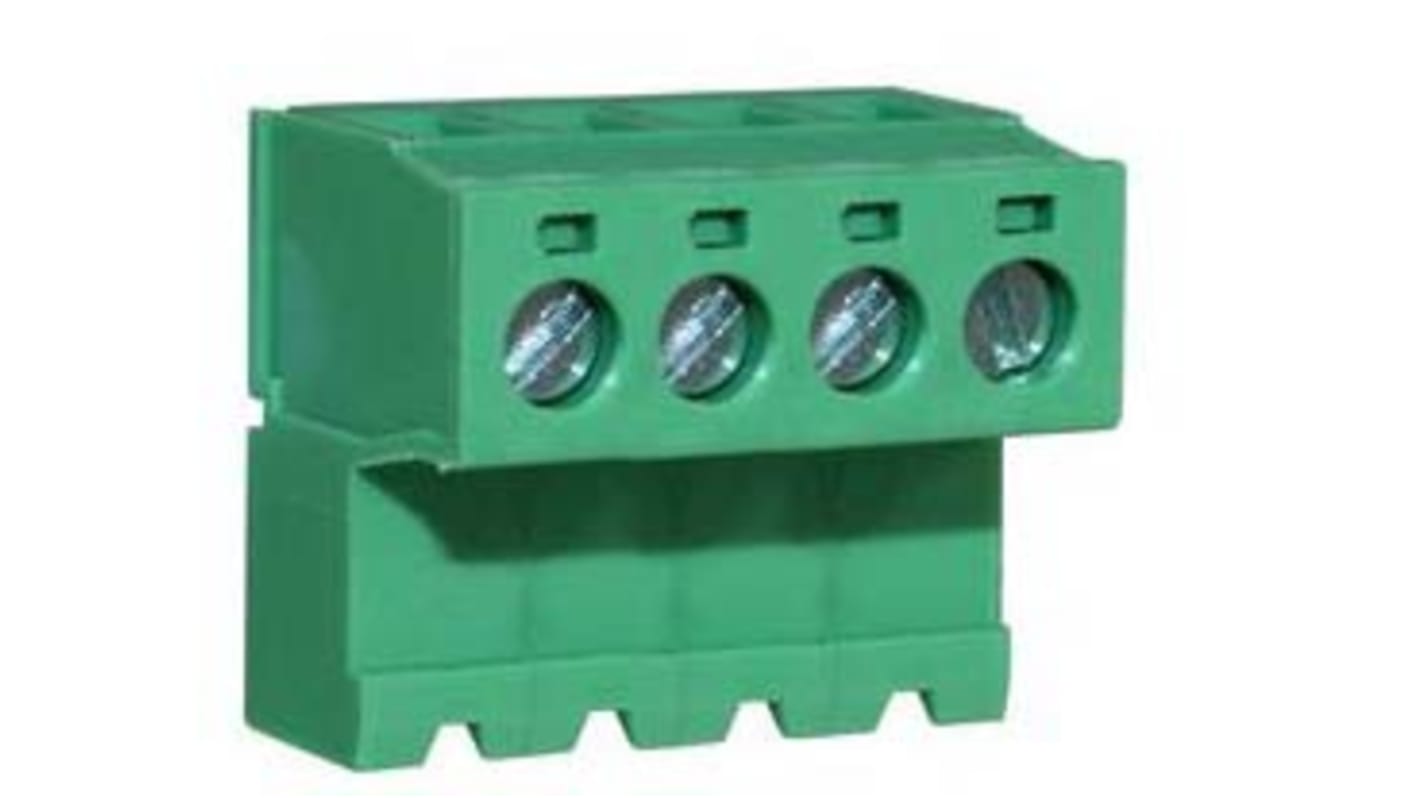 RS PRO, 5.08mm Pitch, 4 Way, Right Angle, Pluggable Terminal Block, Inverted Plug, Through Hole, Screw Termination