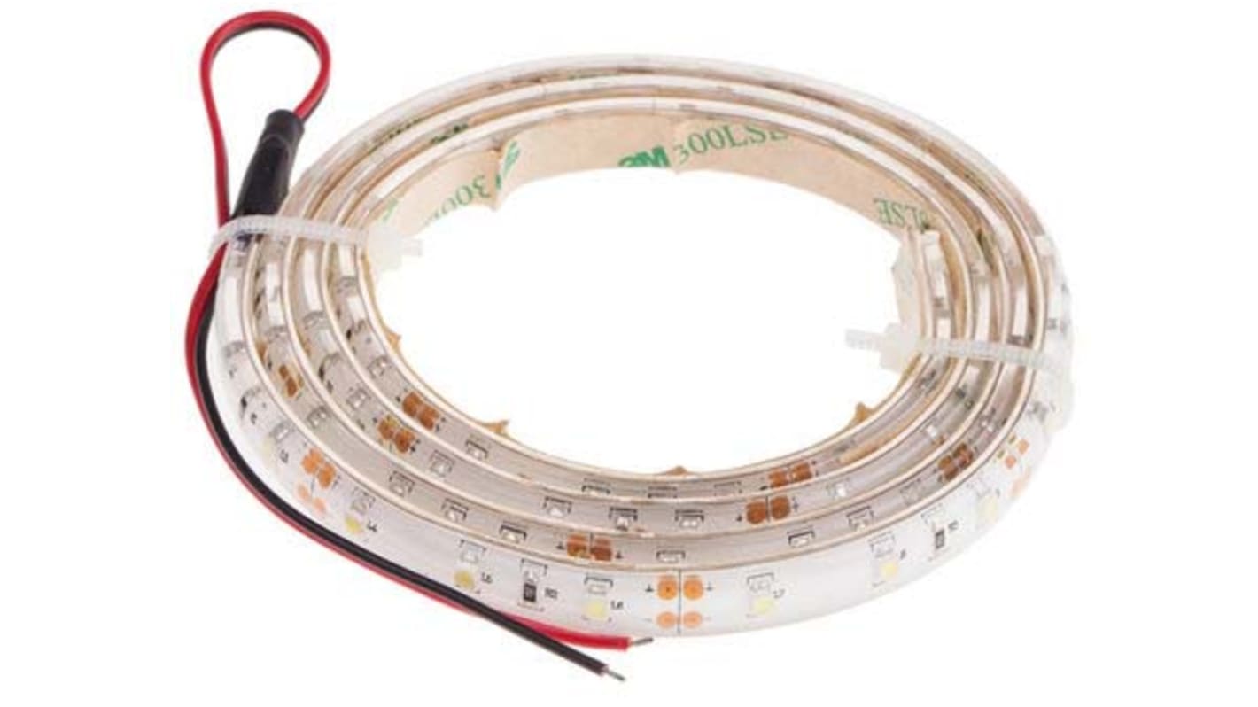 RS PRO 12V Neutral White LED Strip Light, 4000 → 4500K Colour Temp, 1m Length