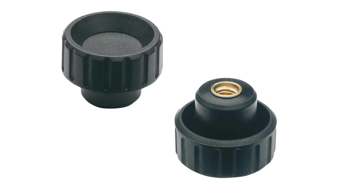 Elesa 154121 Black Knurled Clamping Knob, M4, Threaded Through Hole