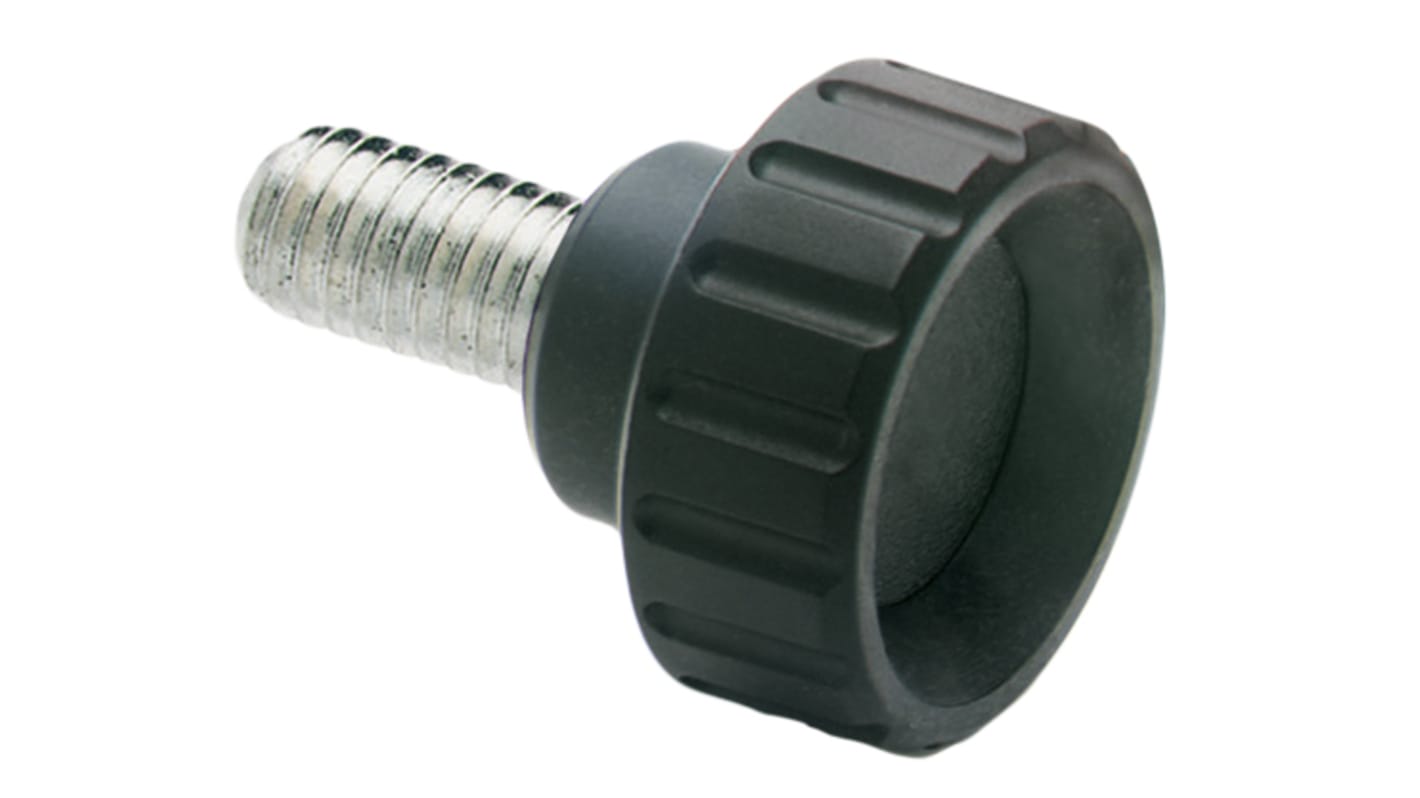 Elesa 154351 Black Knurled Clamping Knob, M8, Threaded Through Hole