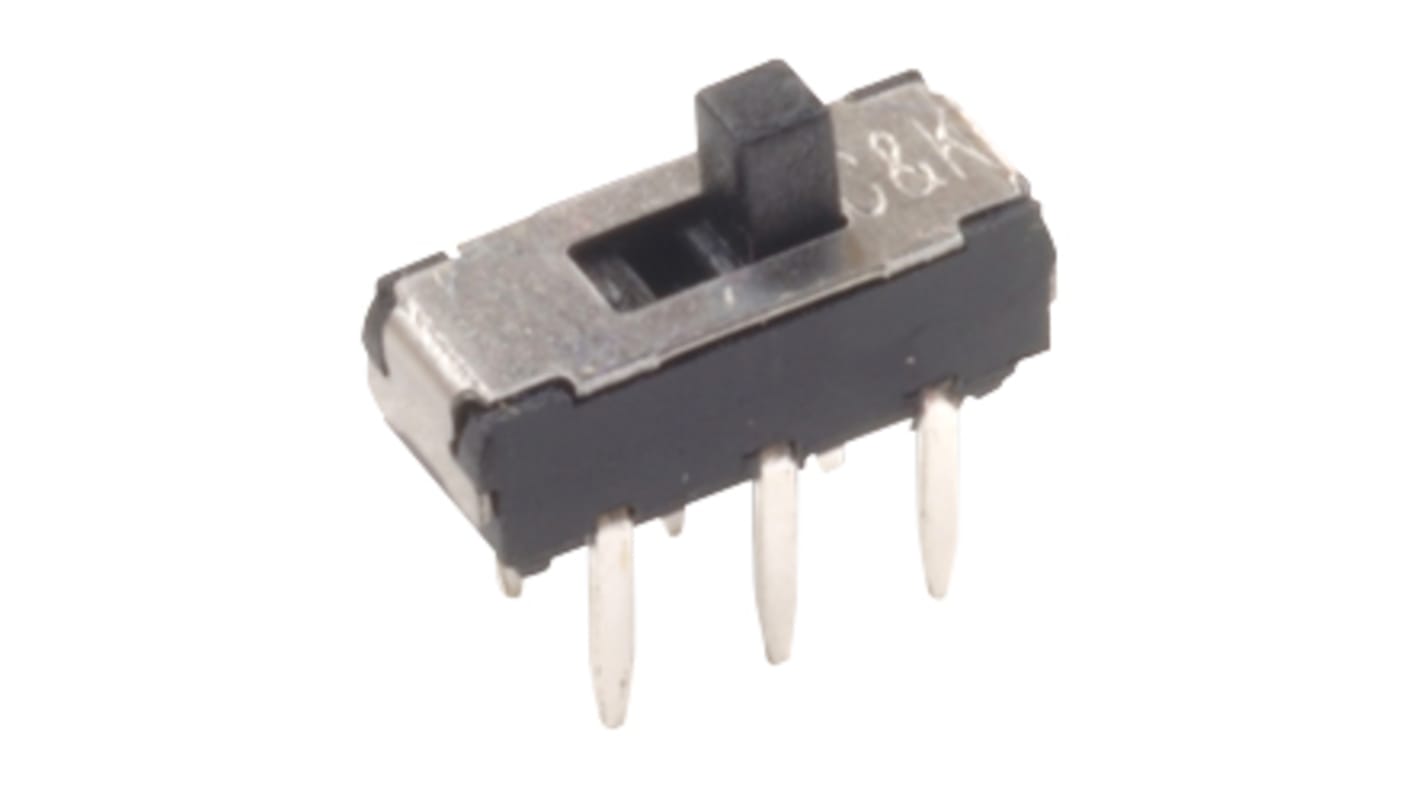 C & K DPDT拨动开关, 闭锁操作, 通孔安装, 300 mA, 6V 直流