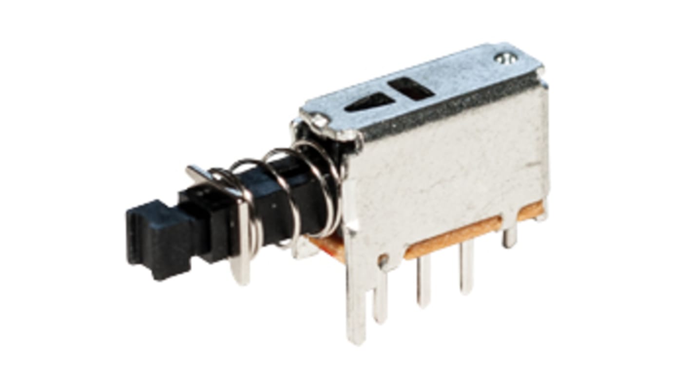 C & K Push Button Switch, Latching, Through Hole, SPDT, 30V dc