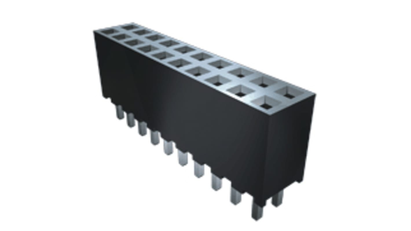 Samtec SQT Series Right Angle Surface Mount PCB Socket, 12-Contact, 2-Row, 2mm Pitch, Solder Termination