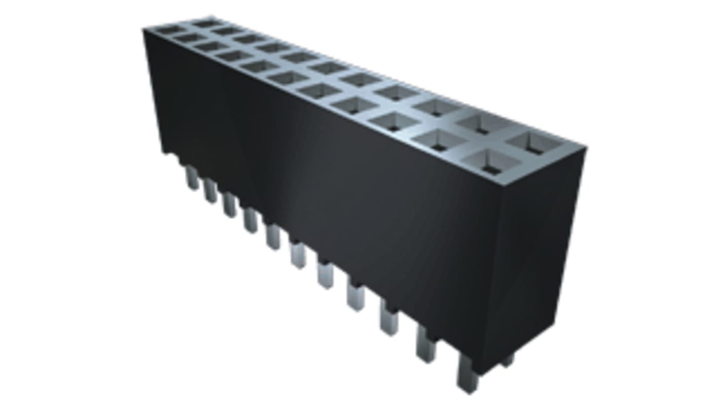 Samtec SSW Series Right Angle Through Hole Mount PCB Socket, 26-Contact, 2-Row, 2.54mm Pitch, Solder Termination