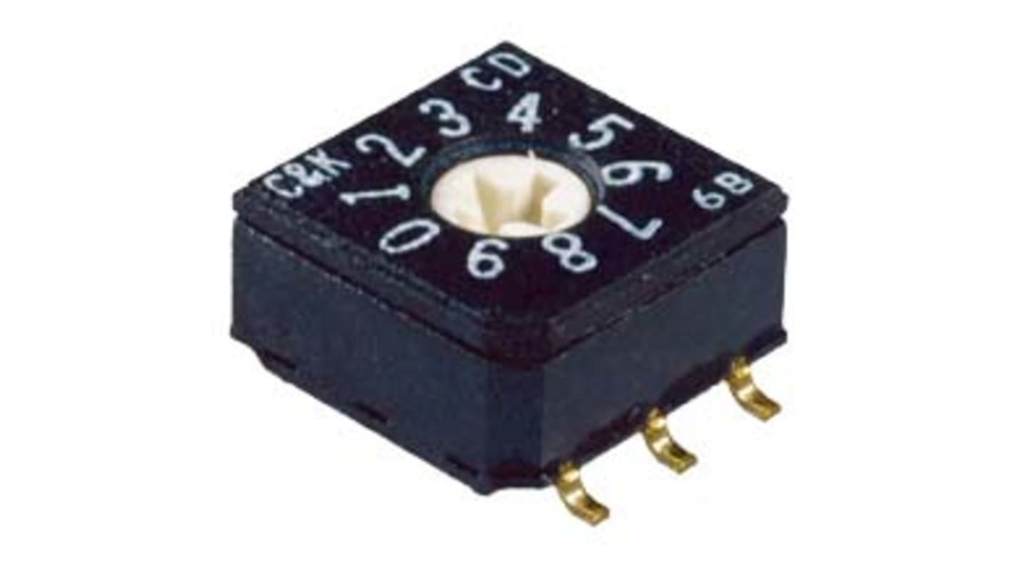 C & K 16位DIP开关, 旋转执行器, 通孔安装, 20V 交流/直流