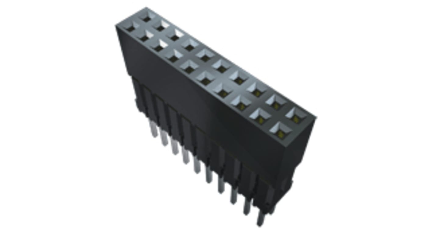 Samtec ESQ Series Straight Through Hole Mount PCB Socket, 14-Contact, 2-Row, 2.54mm Pitch, Solder Termination