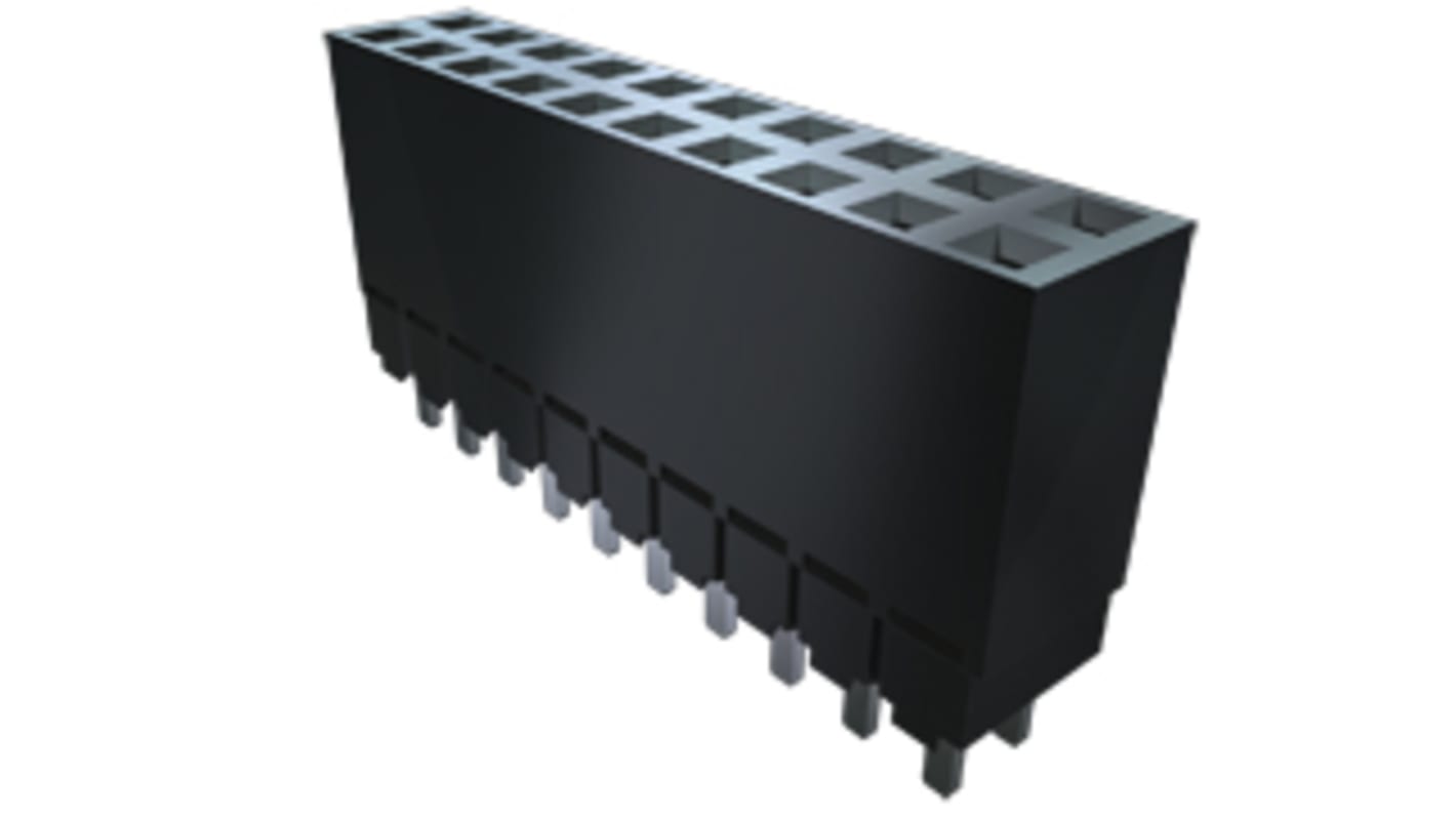 Samtec ESW Series Straight Through Hole Mount PCB Socket, 64-Contact, 2-Row, 2.54mm Pitch, Solder Termination