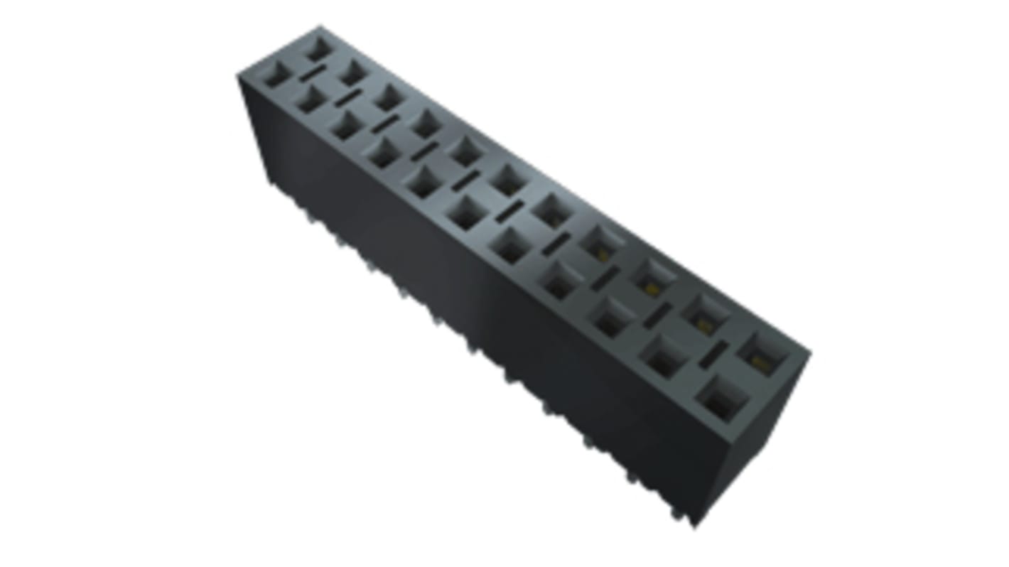 Samtec BCS Series Straight Through Hole Mount PCB Socket, 32-Contact, 2-Row, 2.54mm Pitch, Solder Termination