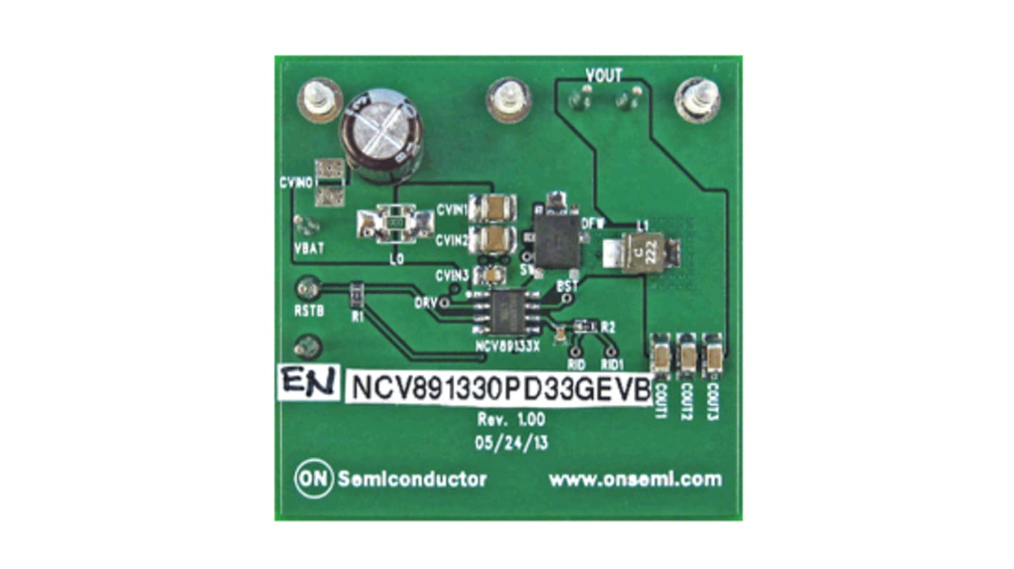 onsemi Automotive Low-Iq Dual-Mode Step-Down Regulator Evaluation Board Step-Down Regulator for NCV891330PD33R2G for