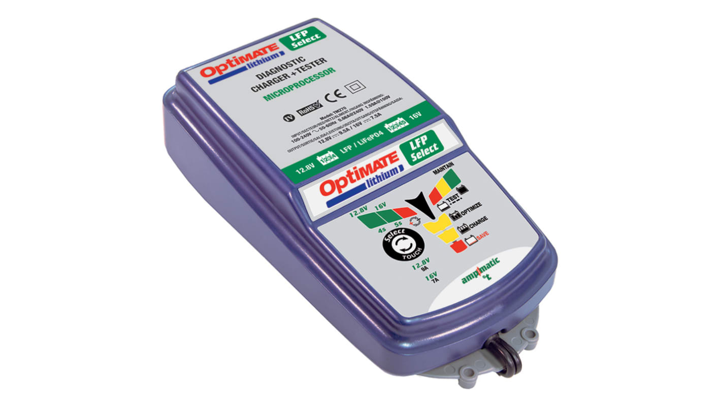 TecMate OptiMate Lithium Select Battery Charger For LiFePO4 12 V 12.8V 7.5A