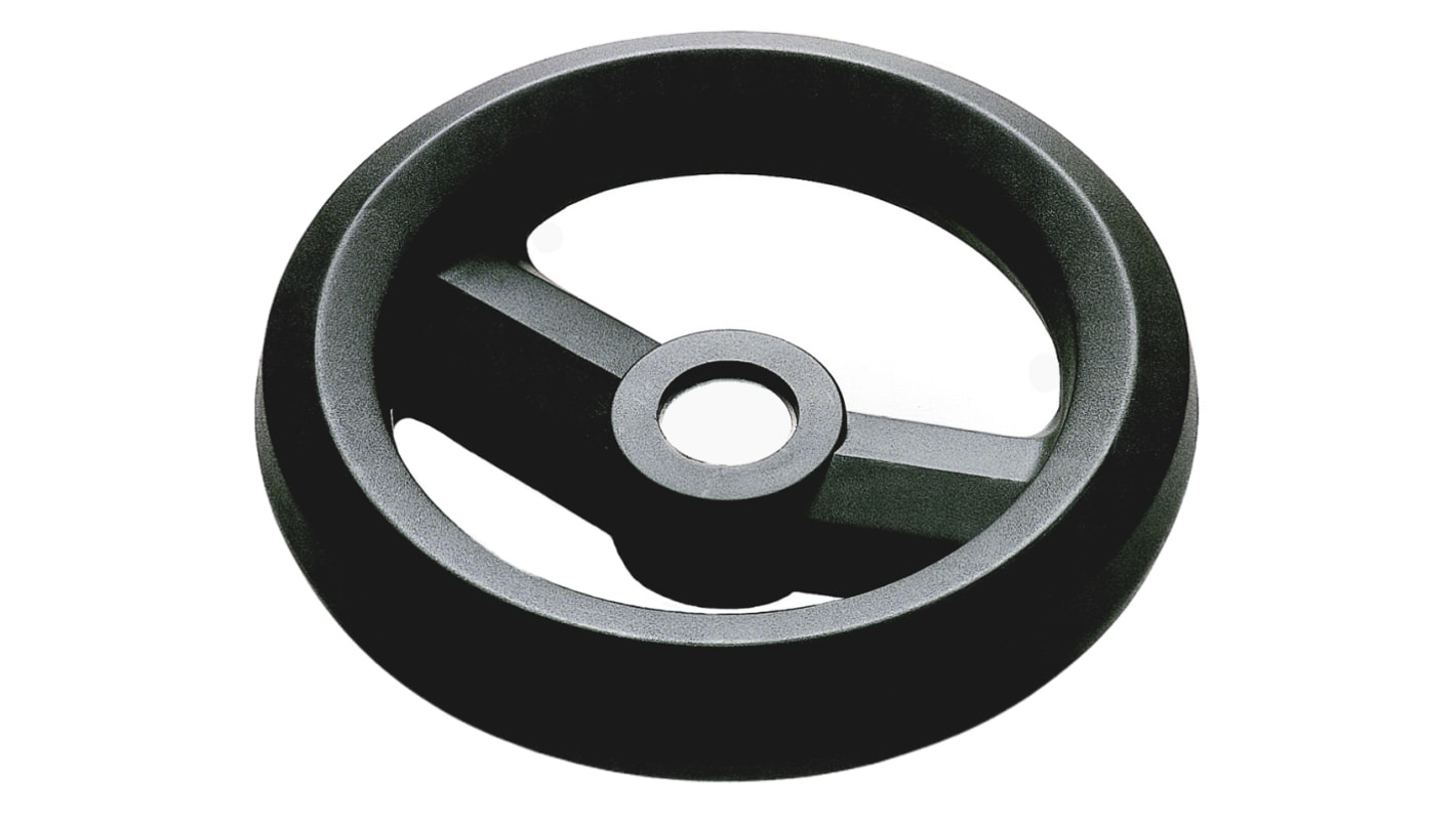 RS PRO Black Glass-Fibre Reinforced Technopolymer Hand Wheel, 126mm diameter