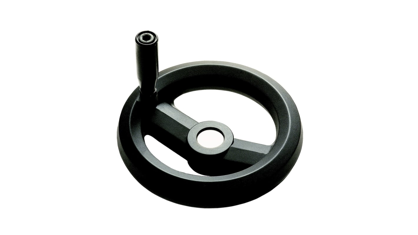 RS PRO Black Glass-Fibre Reinforced Technopolymer Hand Wheel, 126mm diameter