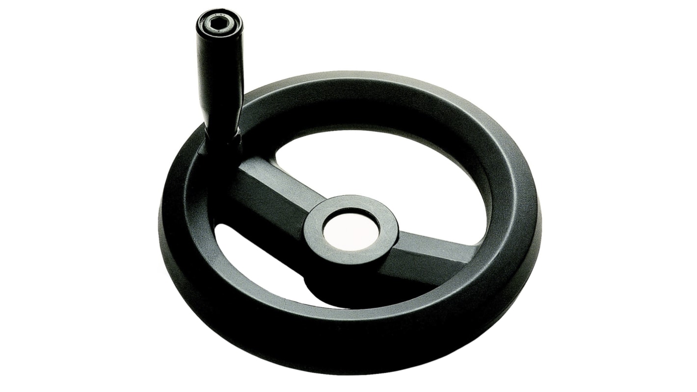 RS PRO Kézikerék Fekete Üvegszállal erősített technopolimer, 160mm