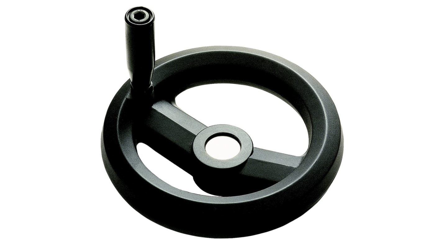 RS PRO Black Glass-Fibre Reinforced Technopolymer Hand Wheel, 200mm diameter