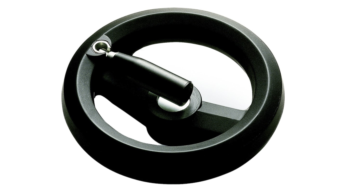 RS PRO Black Glass-Fibre Reinforced Technopolymer Hand Wheel, 126mm diameter