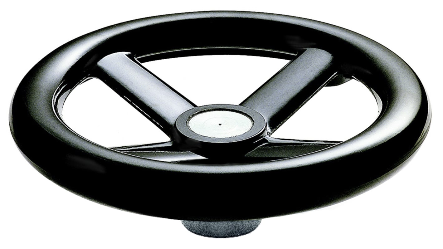 RS PRO Black Phenoplast, Vegetal Fibre Reinforced Hand Wheel, 250mm diameter