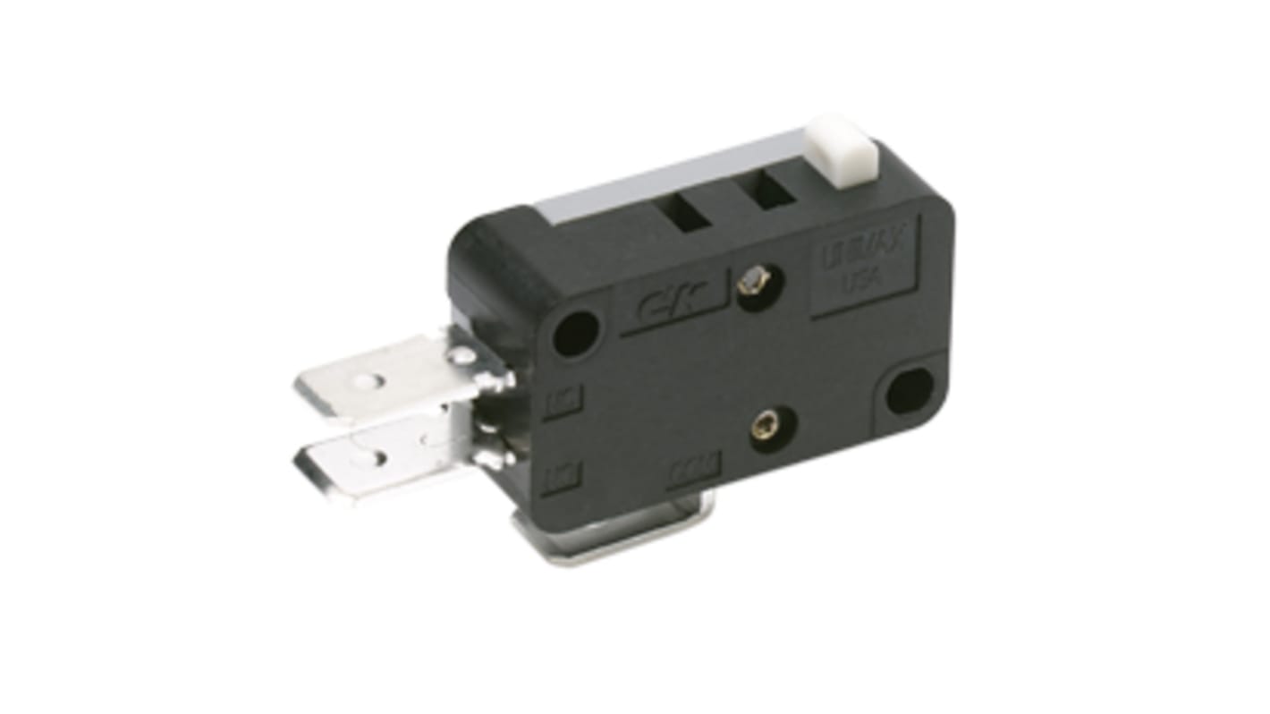 C & K Pin Plunger Snap Action Micro Switch, Solder Terminal, 1/2 A @ 125 V dc, 15 A @ 125 / 250 V ac, SPST