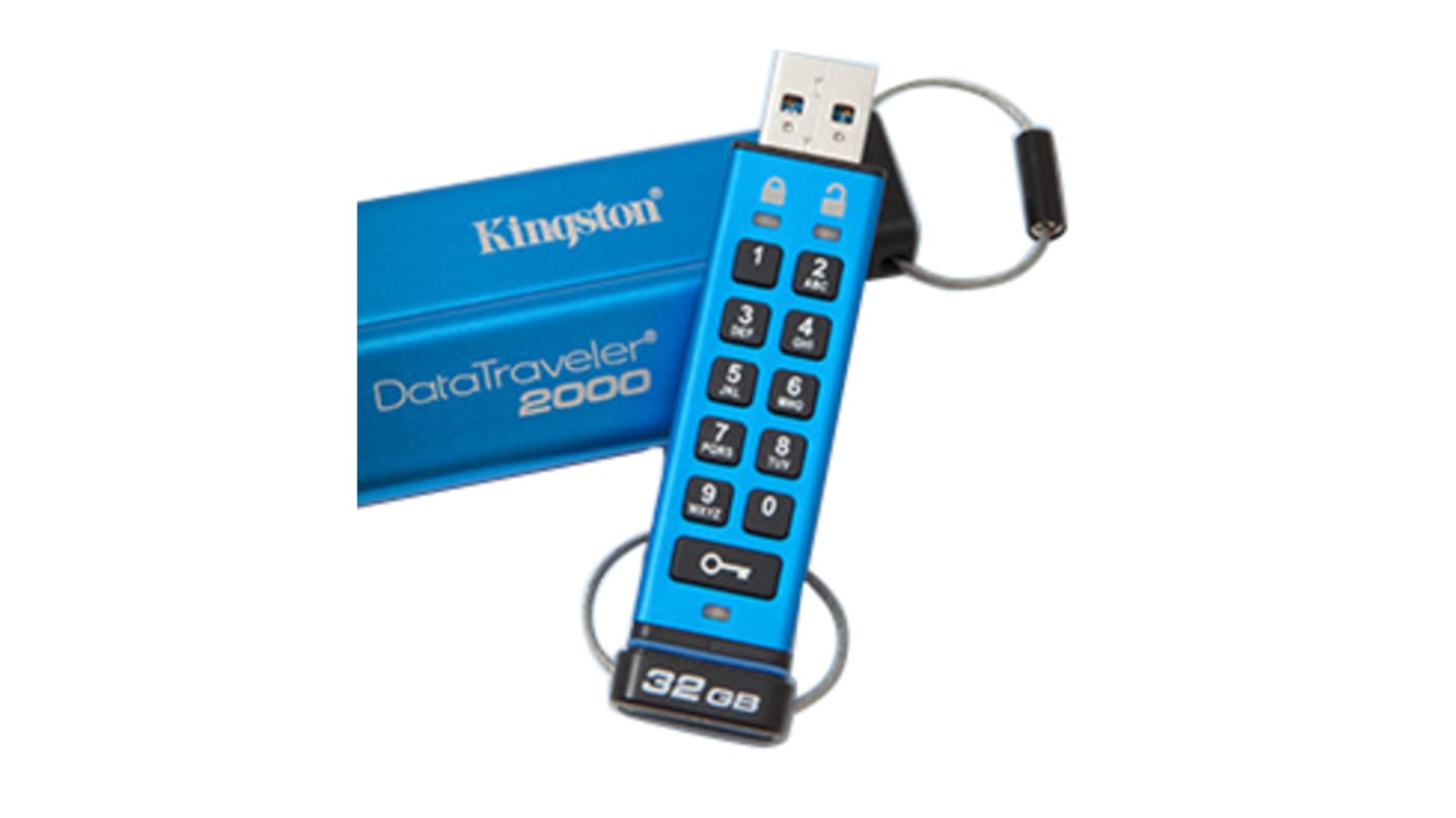 Kingston, USB-Stick, 32 GB, USB 3.0, AES-256, DataTraveler 2000, 197