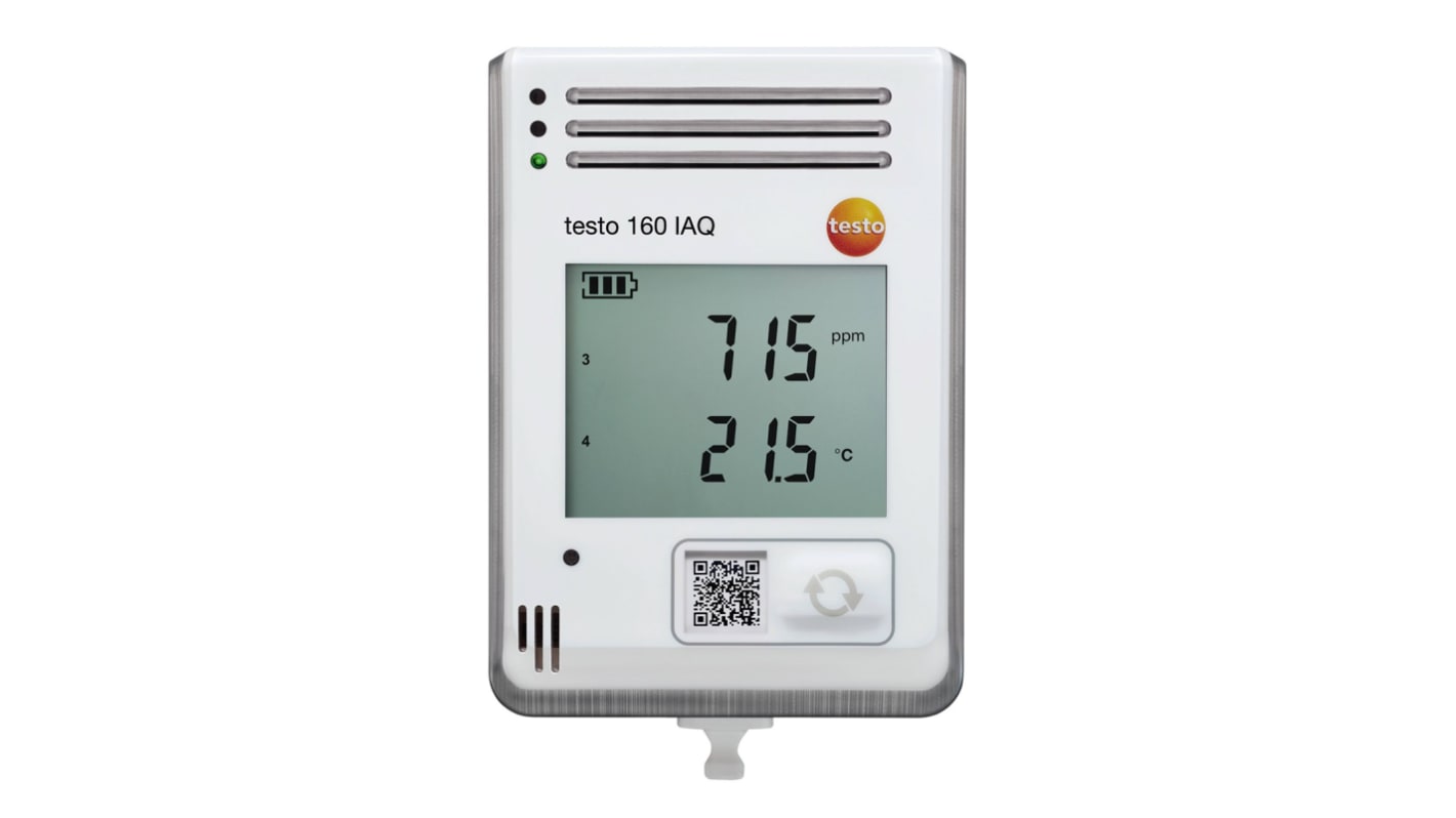 Testo 160 IAQ Data Logging Air Quality Meter for CO2, Humidity, Temperature, +50°C Max, 100%RH Max, Battery-Powered