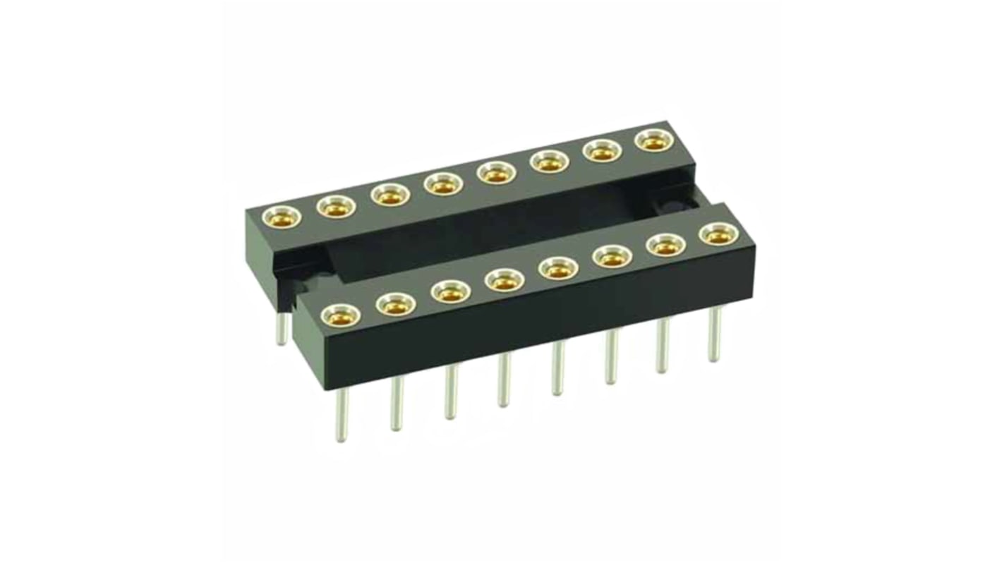 HARWIN, D2 2.54 mm, 15.24 mm Pitch Vertical 28 Way, Through Hole Standard Pin Open Frame IC Dip Socket, 1A