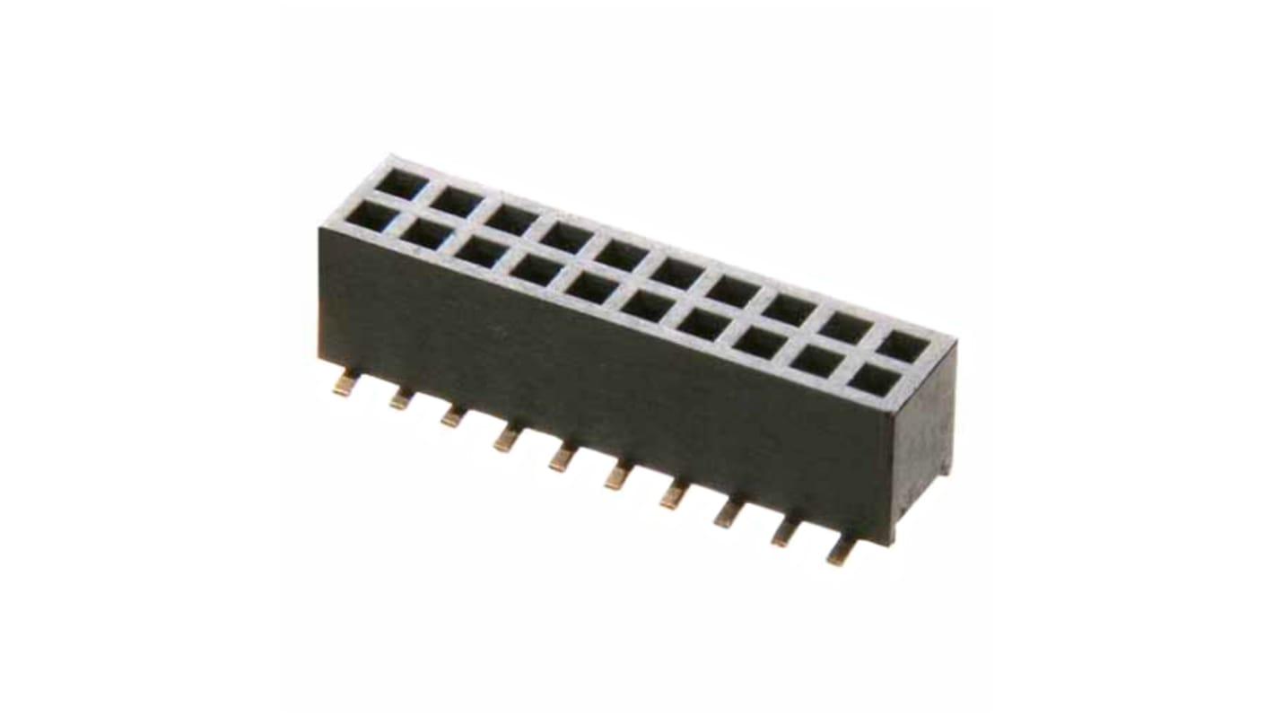 HARWIN M50 Series Straight Surface Mount PCB Socket, 20-Contact, 2-Row, 1.27mm Pitch, Solder Termination