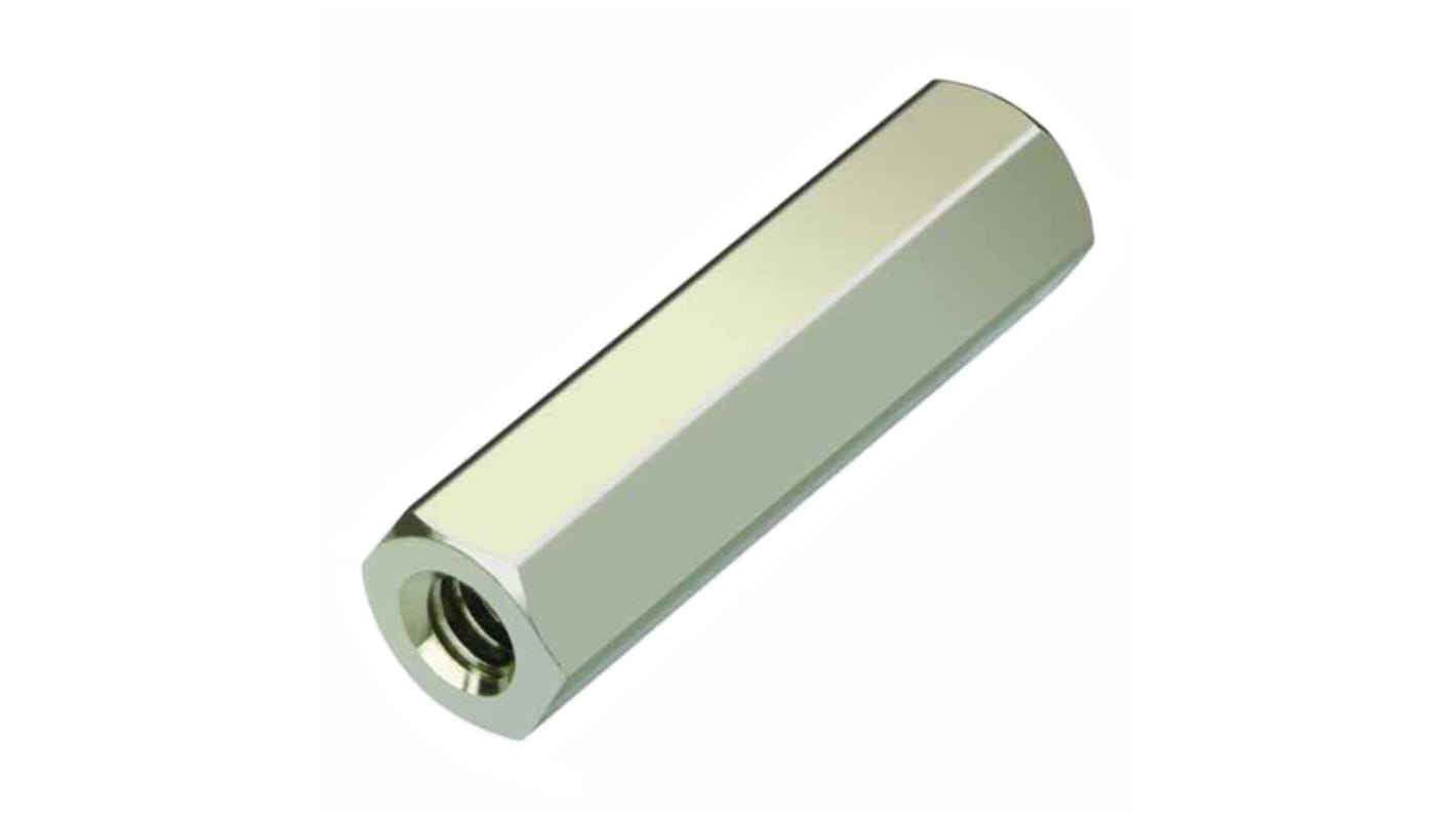 HARWIN Threaded Standoff, M3 x 0.5 Thread, 10mm Body, Brass, Female/Female