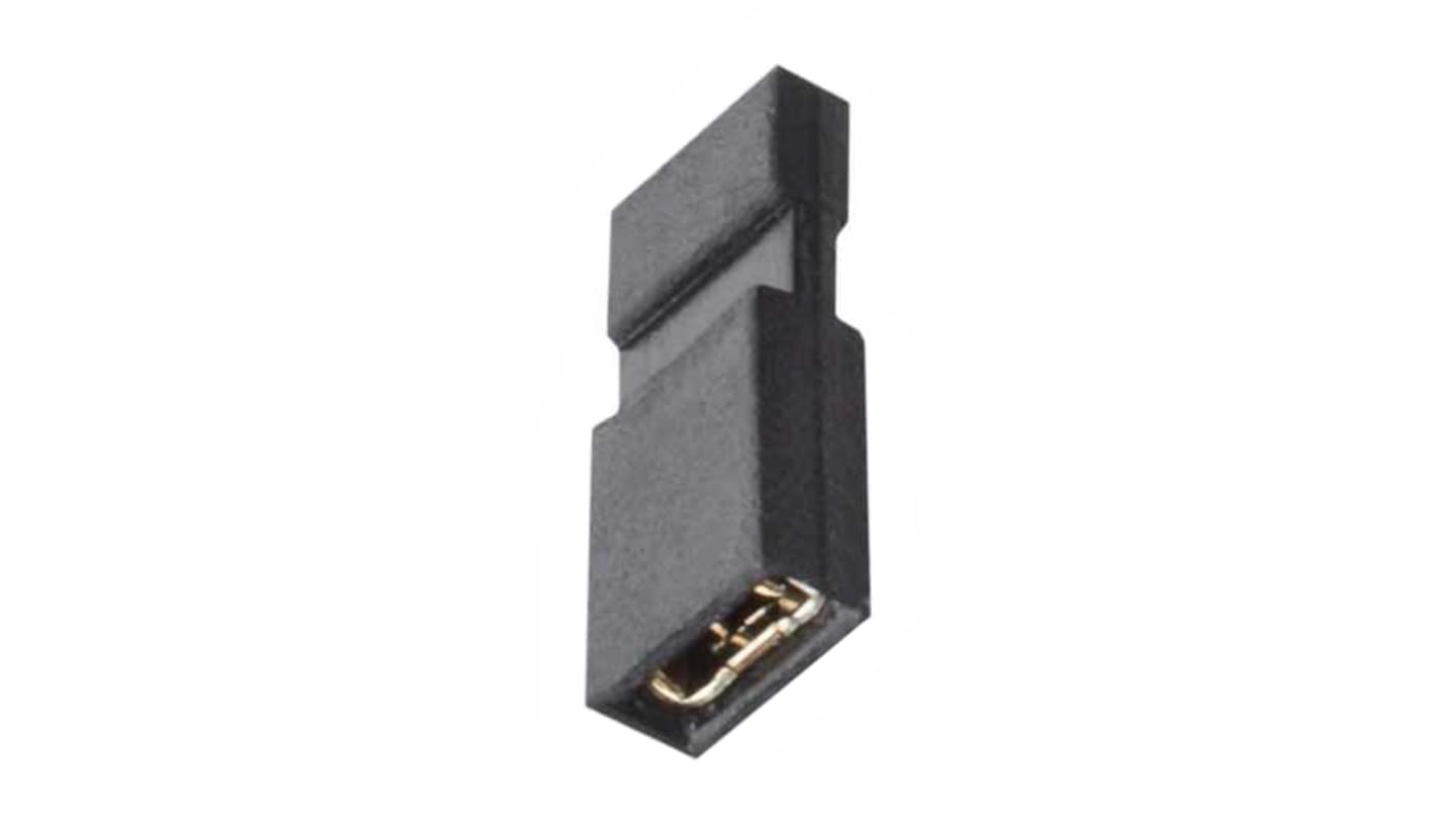 Mikroprzełącznik, żeńskie, Prosty, Czarny, typ: Gniazdo zworek, 2-piny, 1-rząd, raster: 1.27mm, Złoto