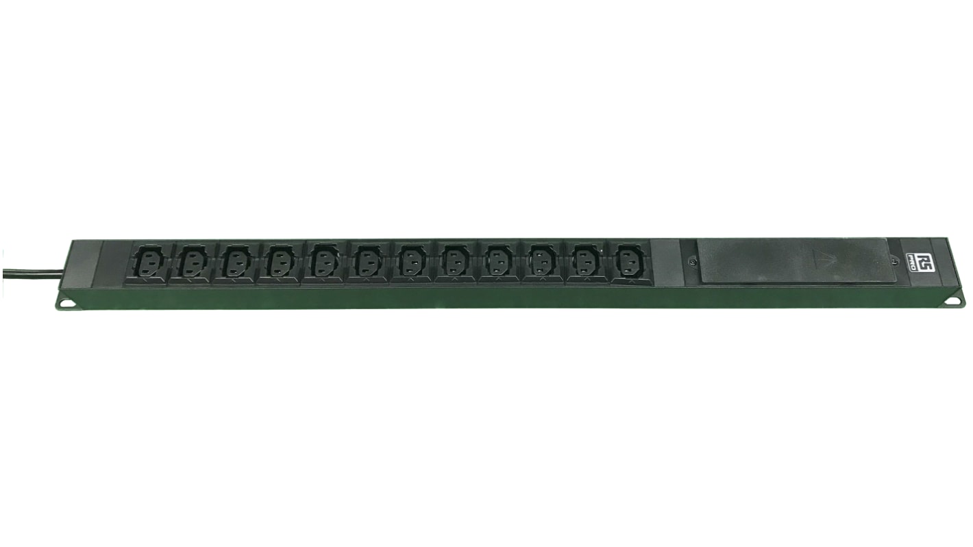 RS PRO IEC C13 12 Gang Power Distribution Unit, 3m Cable, 13A, 250 V ac