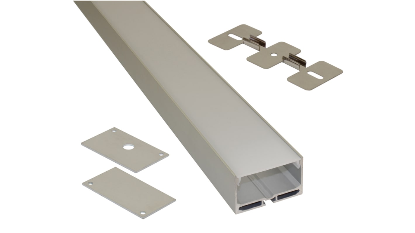 PowerLED 灯带卡槽, 1000 x 55mm, 用于隐蔽照明、货架照明、踢脚板照明、机柜下方照明, EXT系列