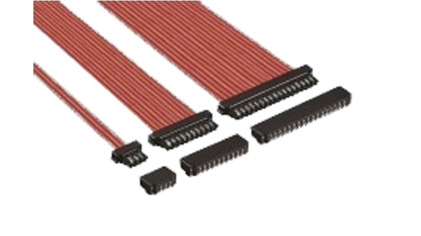 Conector FPC hembra a 90° Hirose serie DF52 de 6 vías, paso 0.8mm, 1 fila, SMT, montaje en PCB