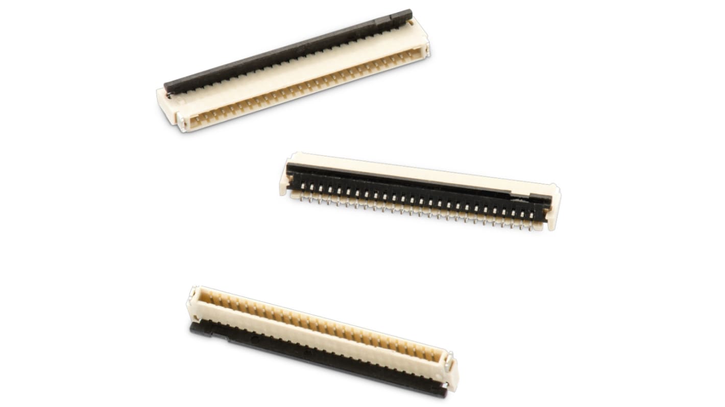 Wurth Elektronik FPC连接器, 公插, 22p, 0.5mm间距, 单排, SMT安装, 水平, 500mA, 250 V 交流, WR-FPC系列