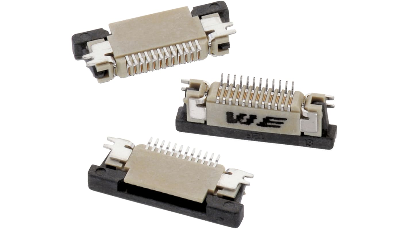 Wurth Elektronik FPC连接器, 公插, 45p, 0.5mm间距, 单排, SMT安装, 水平, 500mA, 250 V 交流, WR-FPC系列