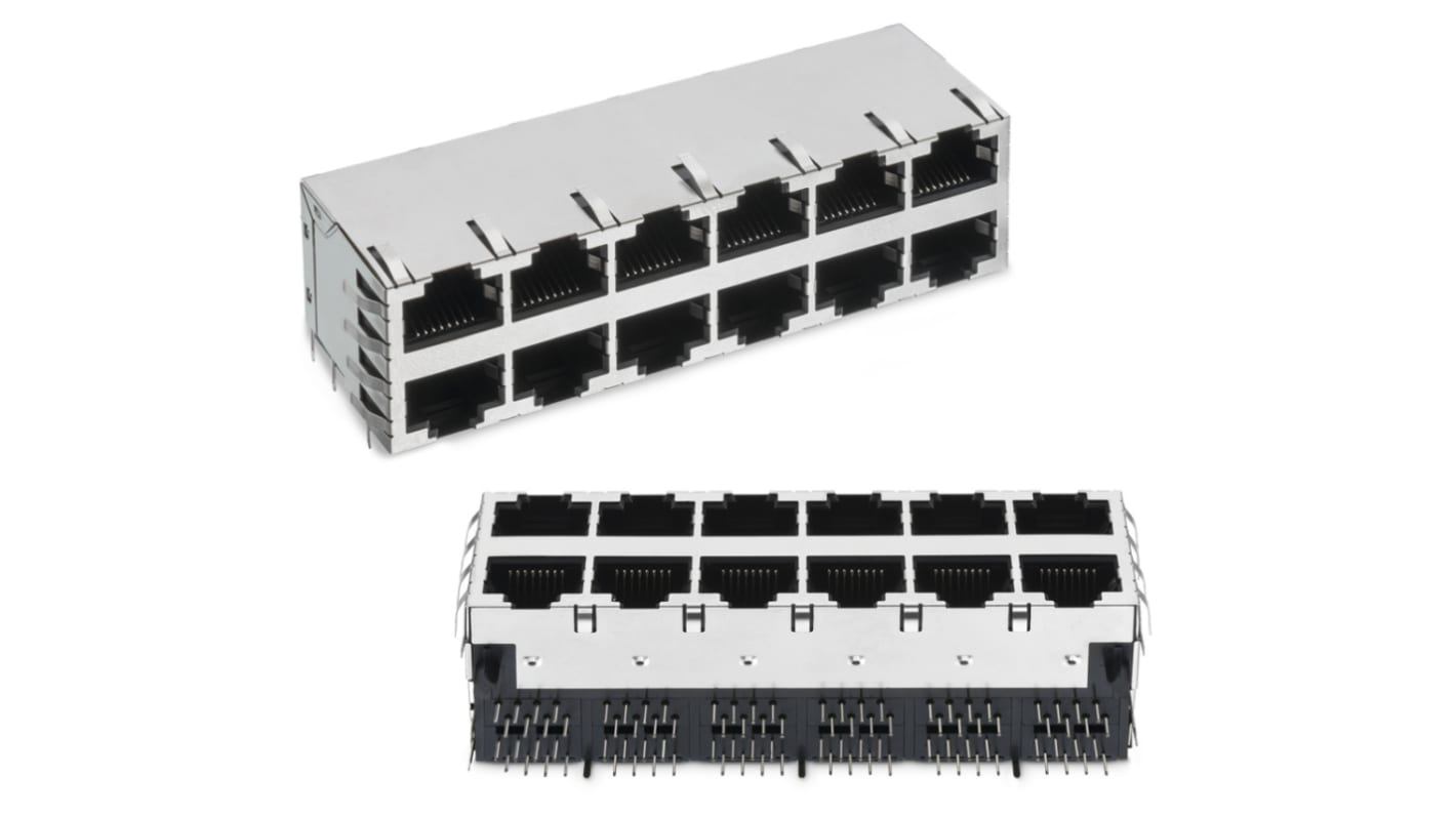 Wurth Elektronik WR-MJ Series Female RJ45 Connector, PCB Mount, Nickel Plated Bronze Shield Horizontal 8 Port 8 -Way
