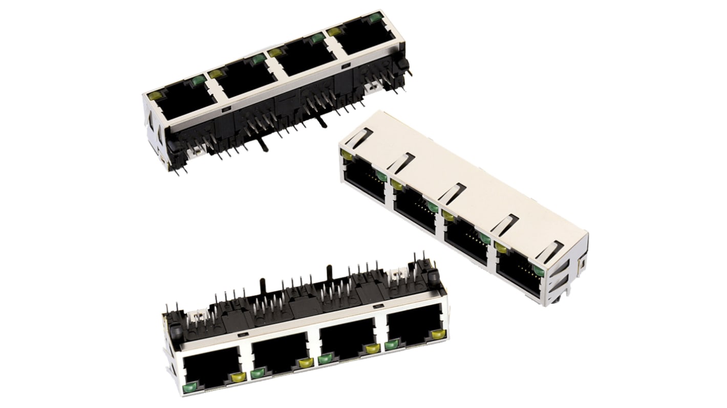 Wurth Elektronik RJ45接口, PCB安装, 4口, 8路, 水平, WR-MJ系列