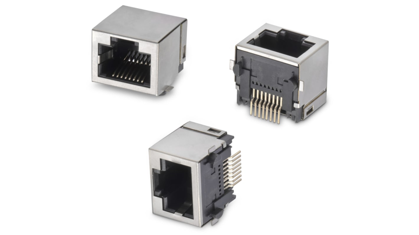 Wurth Elektronik WR-MJ Series Female RJ45 Connector, Surface Mount, Nickel Plated Brass Shield