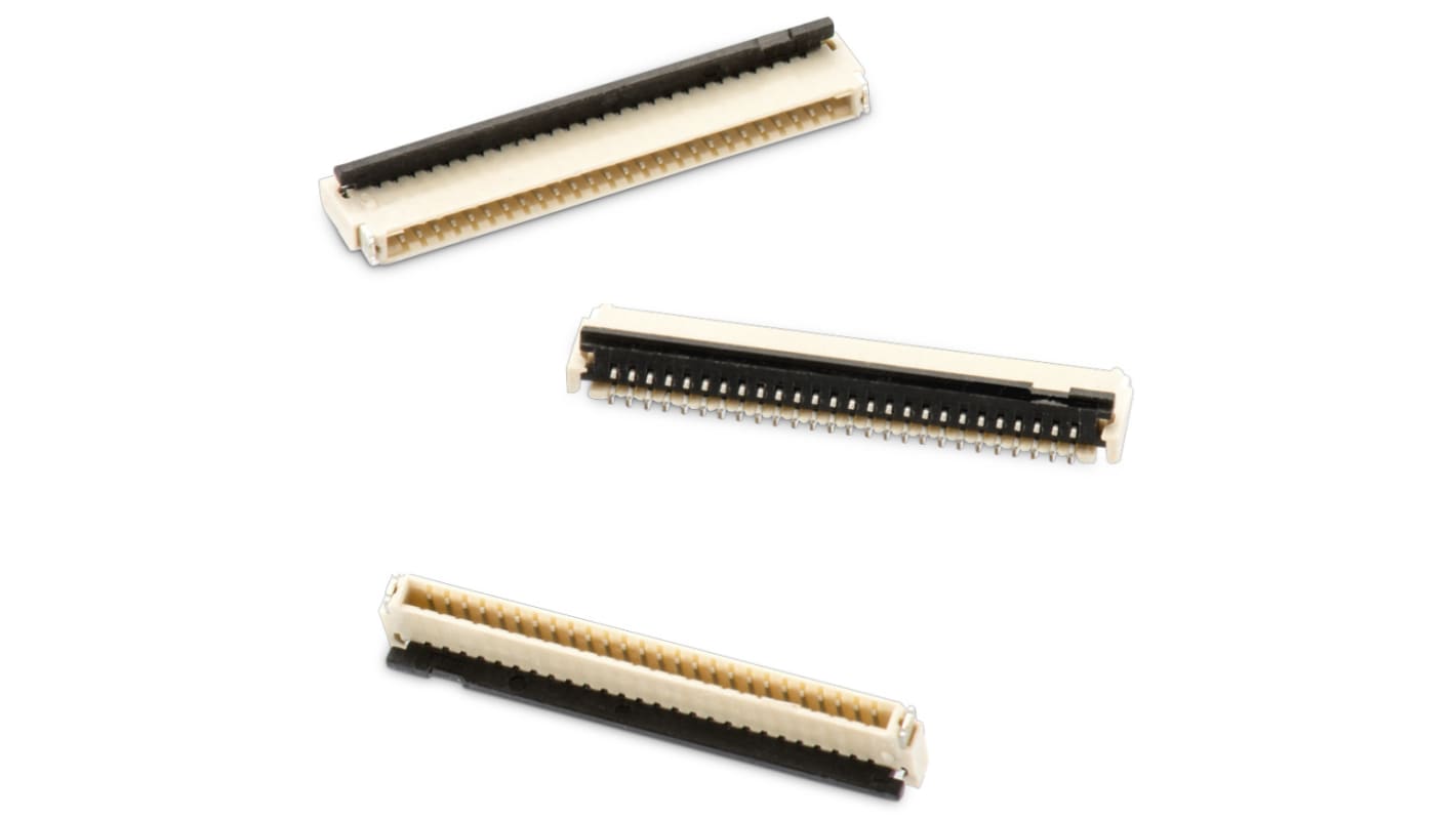Wurth Elektronik FPC连接器, 公插, 22p, 0.5mm间距, 单排, SMT安装, 水平, 500mA, 250 V 交流, WR-FPC系列