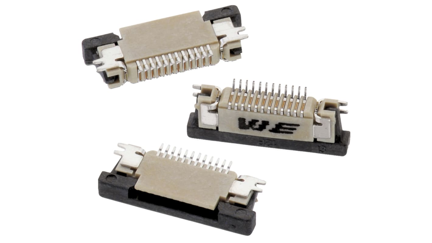 Wurth Elektronik FPC连接器, 公插, 45p, 0.5mm间距, 单排, SMT安装, 水平, 500mA, 250 V 交流, WR-FPC系列