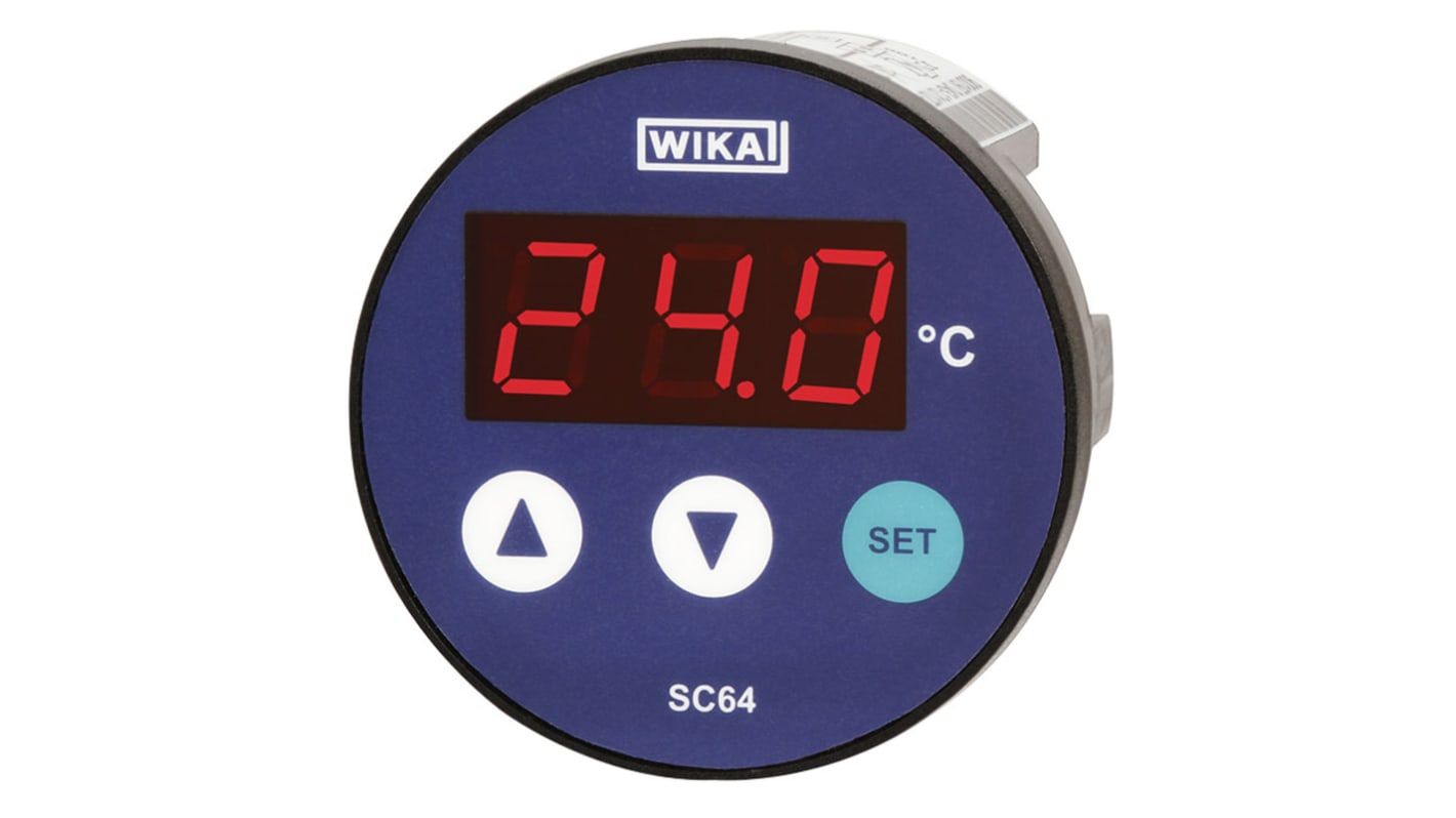 Controlador de temperatura PID WIKA, 64mm, 12 → 24 V ac, 16 → 36 V dc PT100, PT1000, PTC Relé