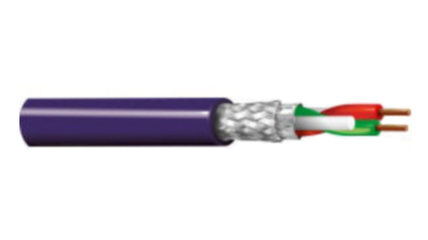 Cable de datos apantallado Profibus Belden 70102E de 2 conductores, 1 par, 0,34 mm², 22 AWG, long. 500m, Ø ext. 8mm,
