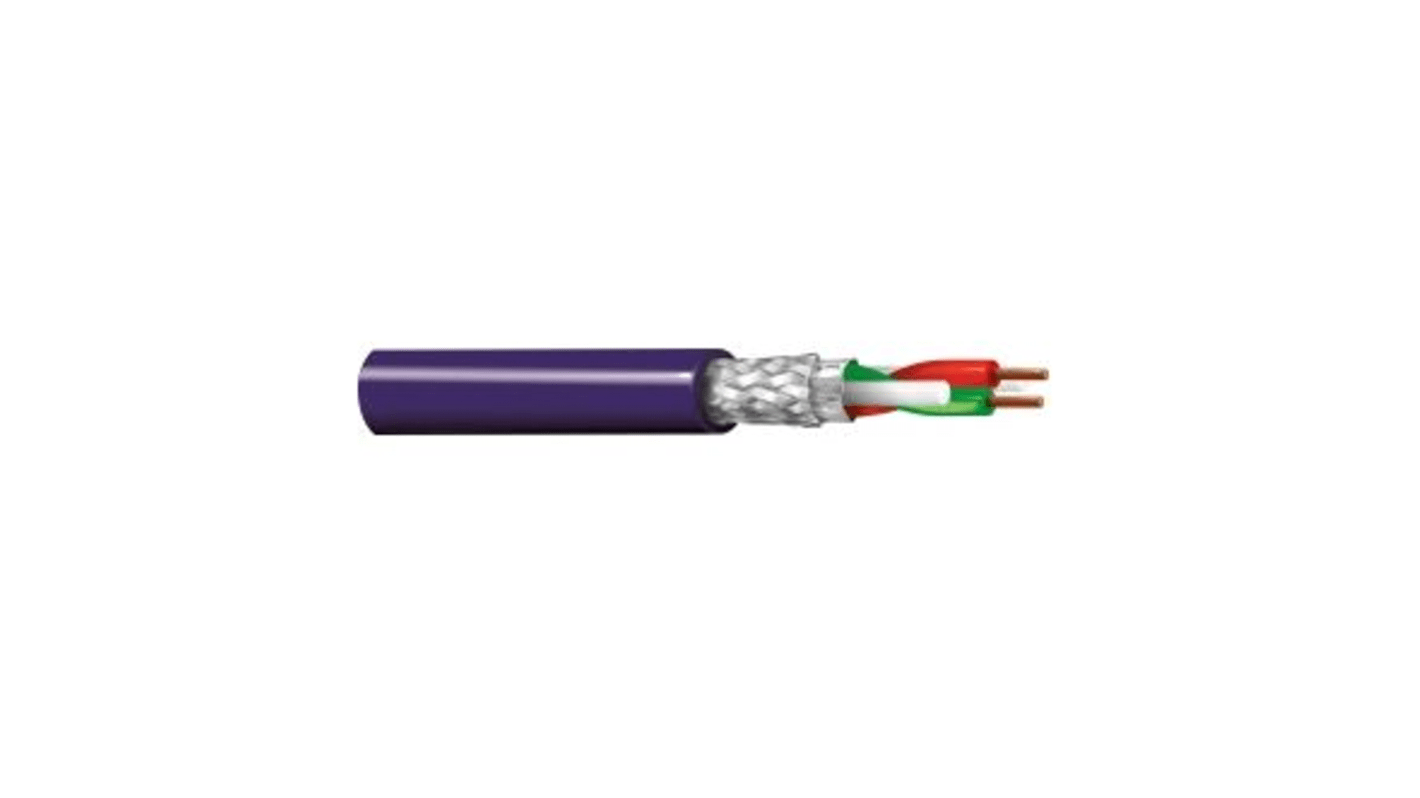 Cable de datos apantallado Profibus Belden 70105PU de 4 conductores, 2 pares, 0,25 mm², 24 AWG, long. 500m, Ø ext.