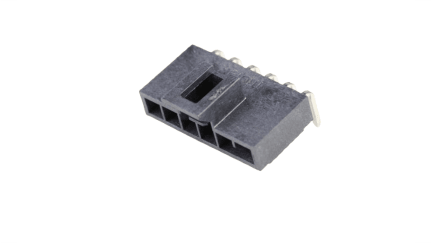 Molex Nano-Fit Series Right Angle Through Hole PCB Header, 6 Contact(s), 2.5mm Pitch, 1 Row(s), Shrouded