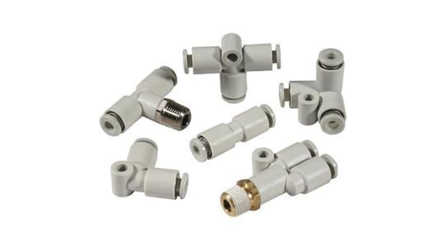 SMC KQ2 Series Elbow Tube-toTube Adaptor, Push In 8 mm to Push In 8 mm, Tube-to-Tube Connection Style