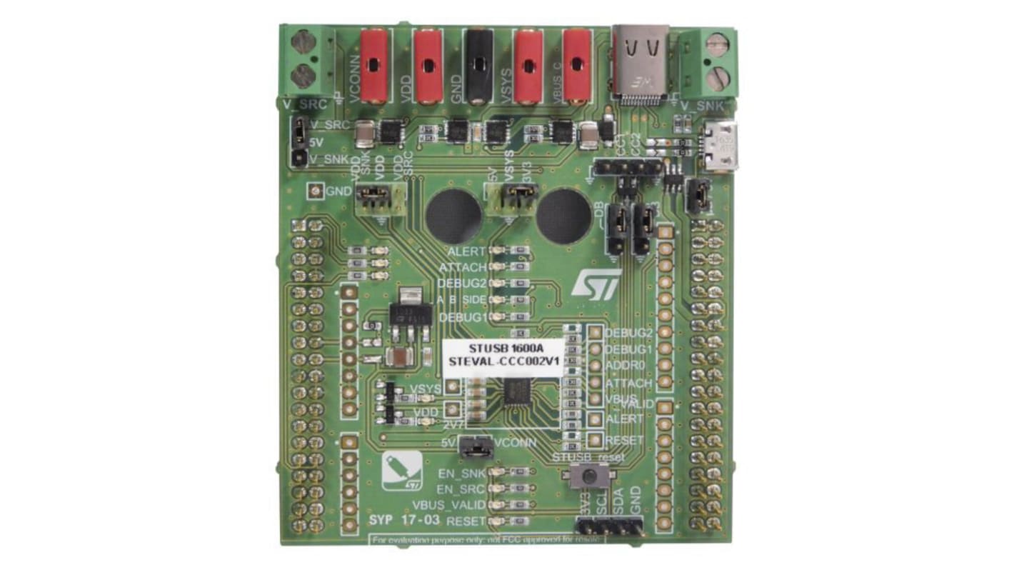 STMicroelectronics Controller Evaluation Board STEVAL-CCC002V1 Evaluation Kit for Nucleo-F072RB, STUSB1600A