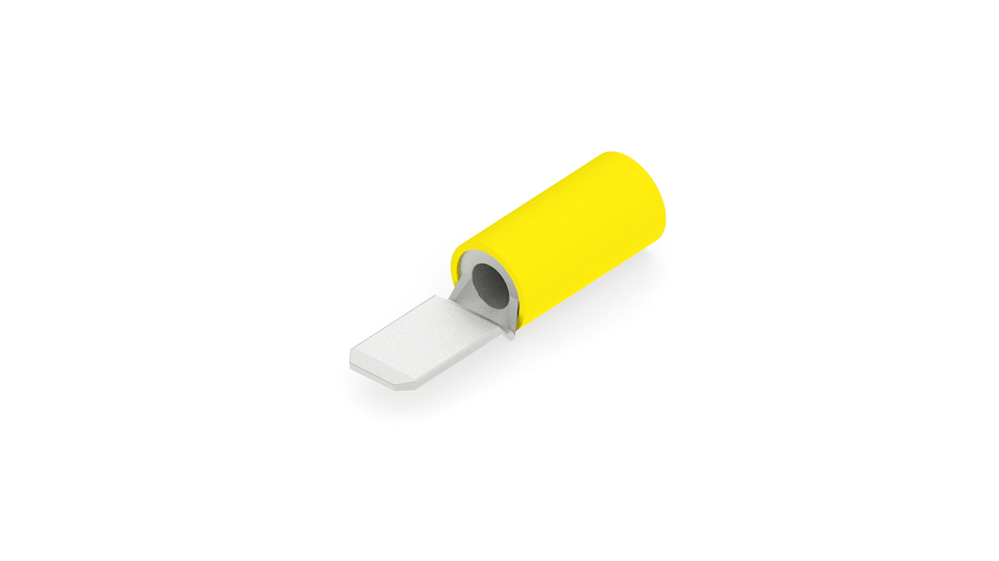 Terminal de lengüeta macho aislado de color Amarillo TE Connectivity PIDG FASTON .250 de crimpar, 6.35 x 0.81mm, 4mm² →