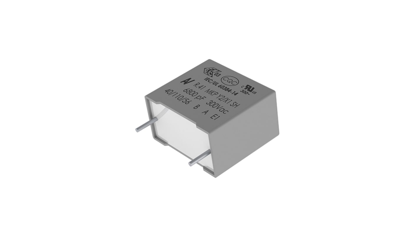 Condensador de película KEMET AEC-Q200, 1nF, ±20%, 300 V ac, 1000 V dc, Montaje en orificio pasante
