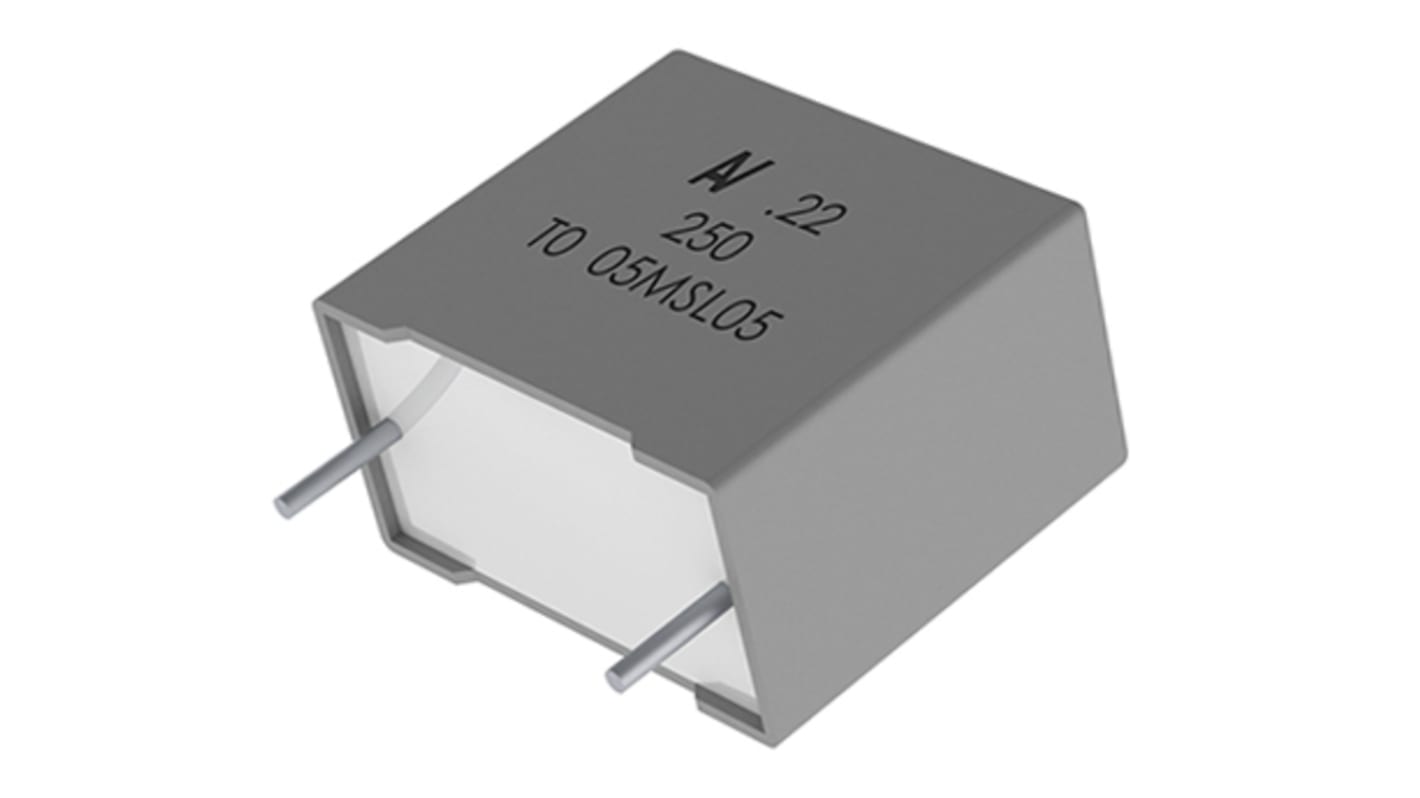 KEMET R60 Metallised Polyester Film Capacitor, 160 V ac, 250 V dc, ±10%, 220nF, Through Hole